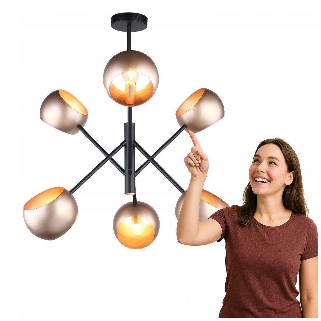 Závesná lampa Cavazza MDM-3690/6 Bk+gd Italux