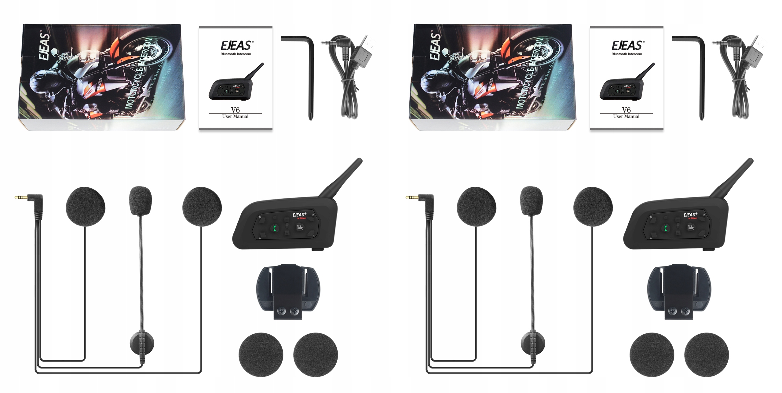 INTERKOM INTERCOM MOTOCYKLOWY EJEAS V6 PRO 2SZT Numer katalogowy producenta Interkom EJEAS V6 Pro
