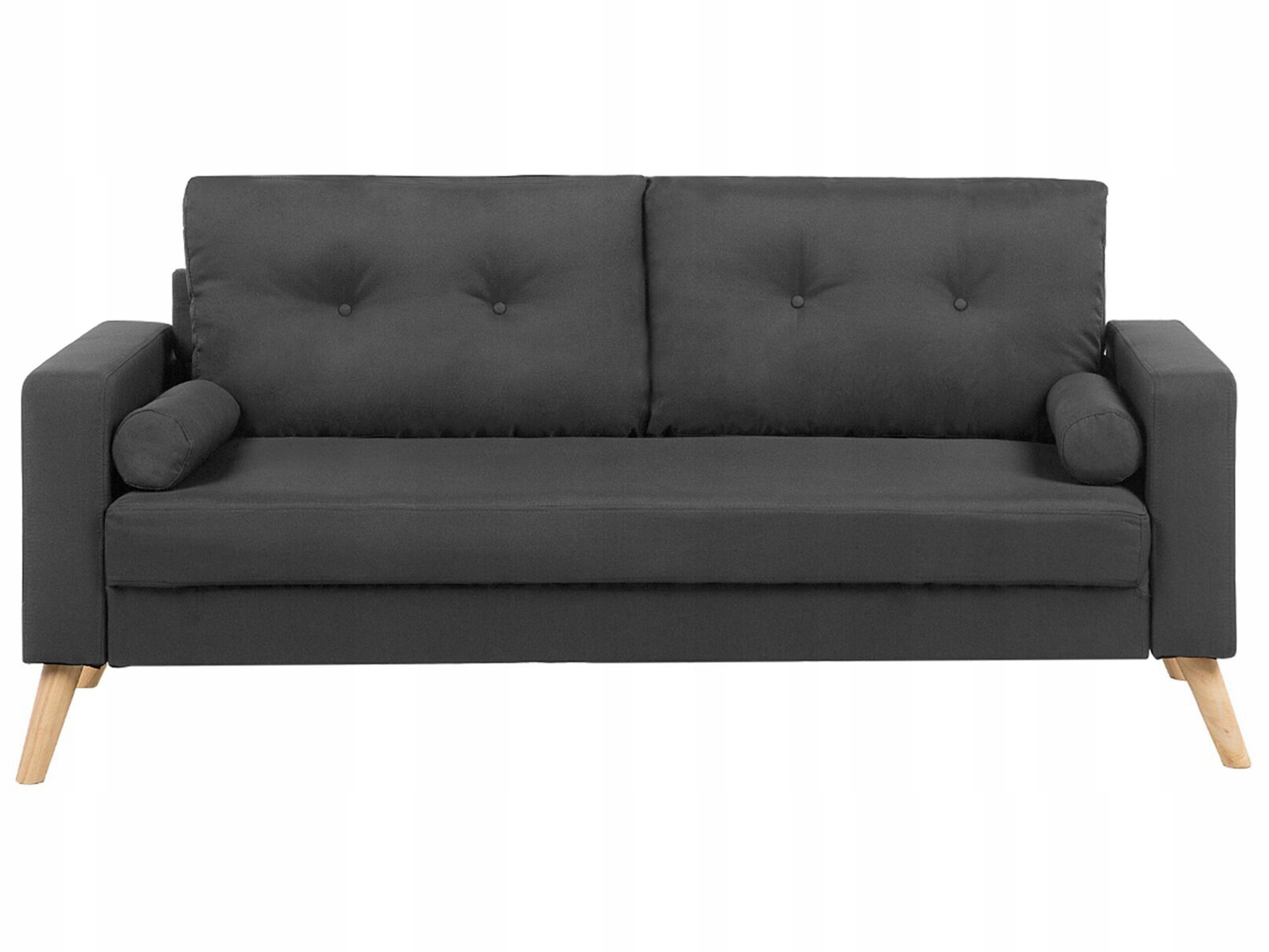Sofa do salonu dwuosobowa szara z poduszkami pikowane oparcie