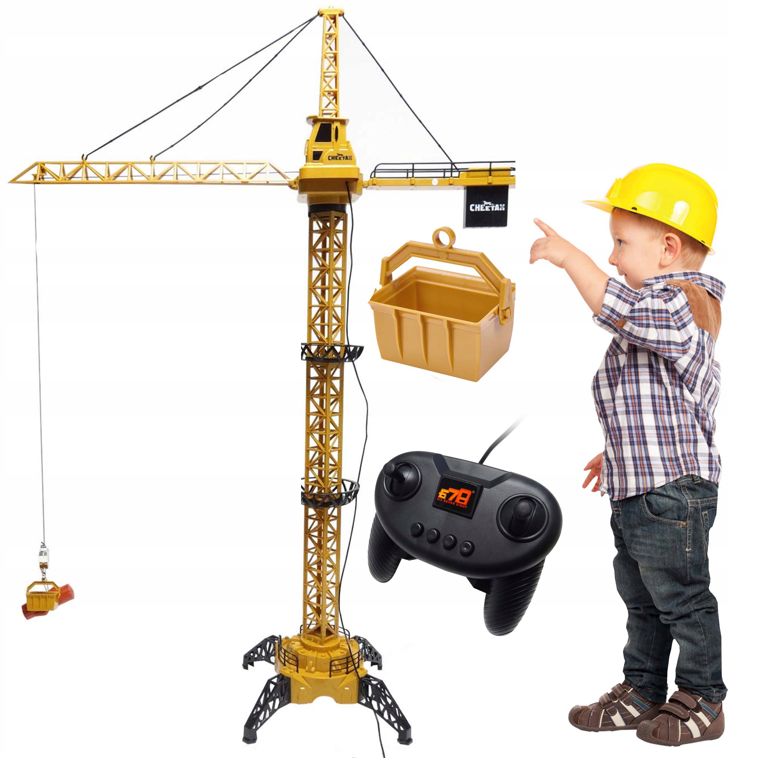 Dźwig XXL zdalnie sterowany na pilota Żuraw 128cm obrotowy Dźwięki Led