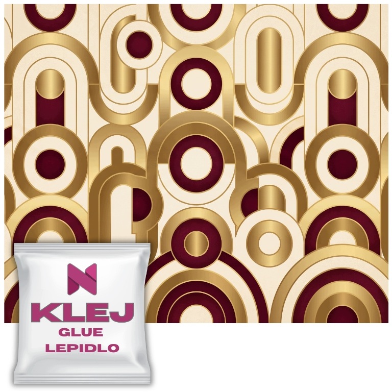 Fototapeta Art Deco – Zlaté oblouky a Bordo Elegantní tapeta do obývacího pokoje 240x360