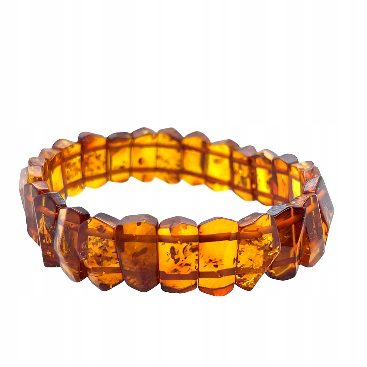 Jantarový náramek na gumičce koňakový baltský fasetovaný Film