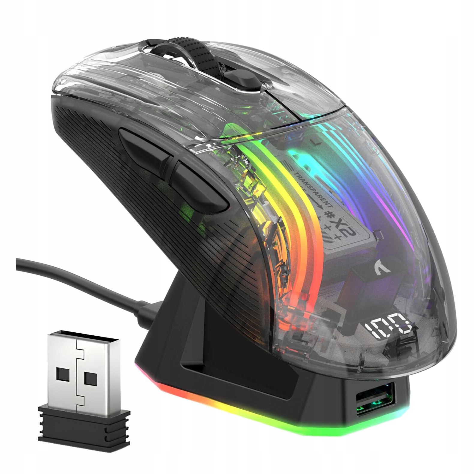 Bezprzewodowa mysz optyczna Attack Shark X2 Pro czarna ze stacją ładującą