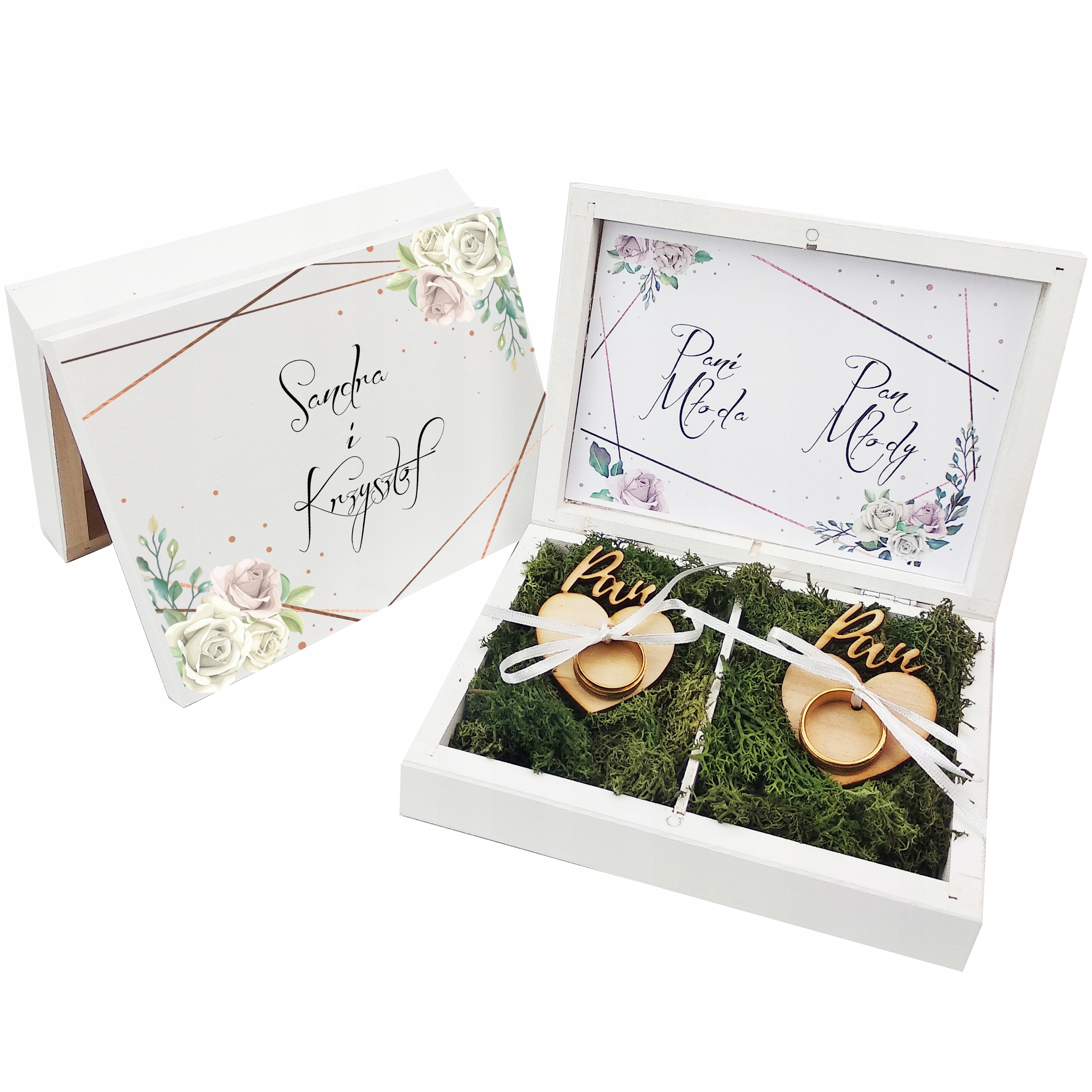 

Drewniane Pudełko Obrączki Ślub Geometryczny