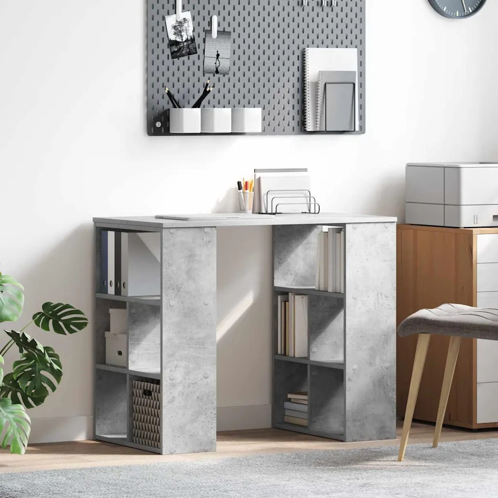 vidaXL Stůl s policí Betonově šedá 90 x 50 x 75 cm kompozitní dřevo