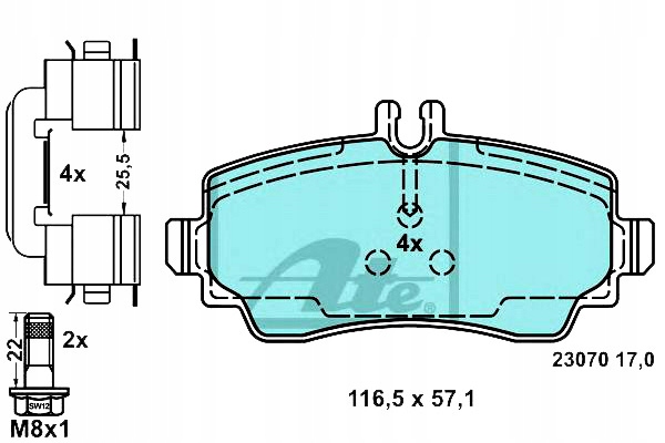 KLOCKI HAMULCOWE CERAMICZNE MERCEDES A (W168) 1.4- Strona zabudowy przód