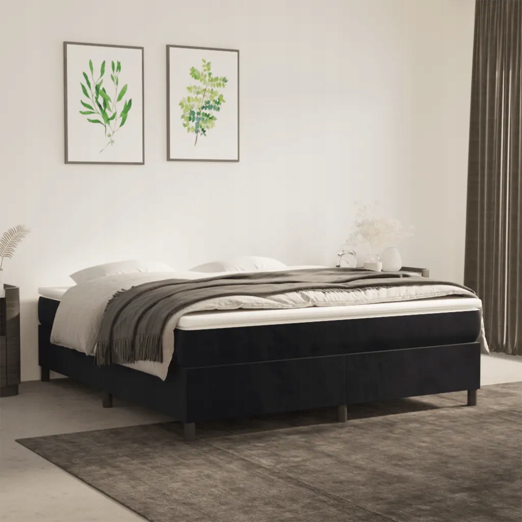 Box spring postel s matrací černá 180x200 cm samet Černý 3144695