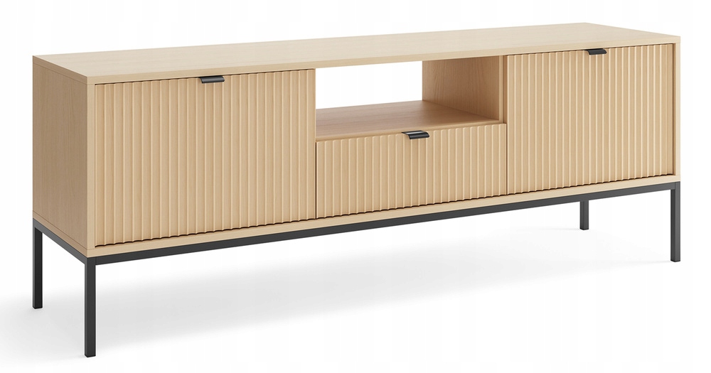 Dvoudveřová Rtv skříňka Vellore šuplík 154 cm dub vicenza, černé nohy