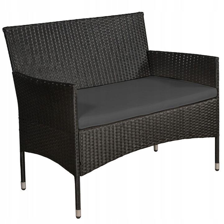 ZESTAW MEBLE OGRODOWE TECHNORATTAN KOMPLET MEBLI MEBLE OGRODOWYCH DO OGRODU Kolor czarny