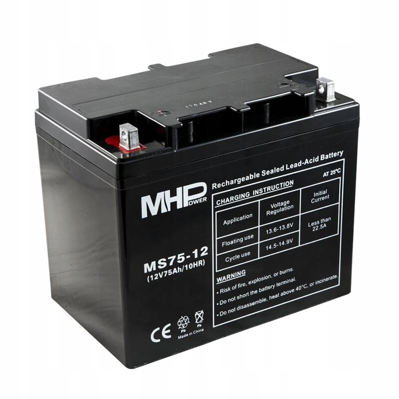 MHPower MS75-12 olověný akumulátor Agm 12V/75Ah, Terminál B4 M8