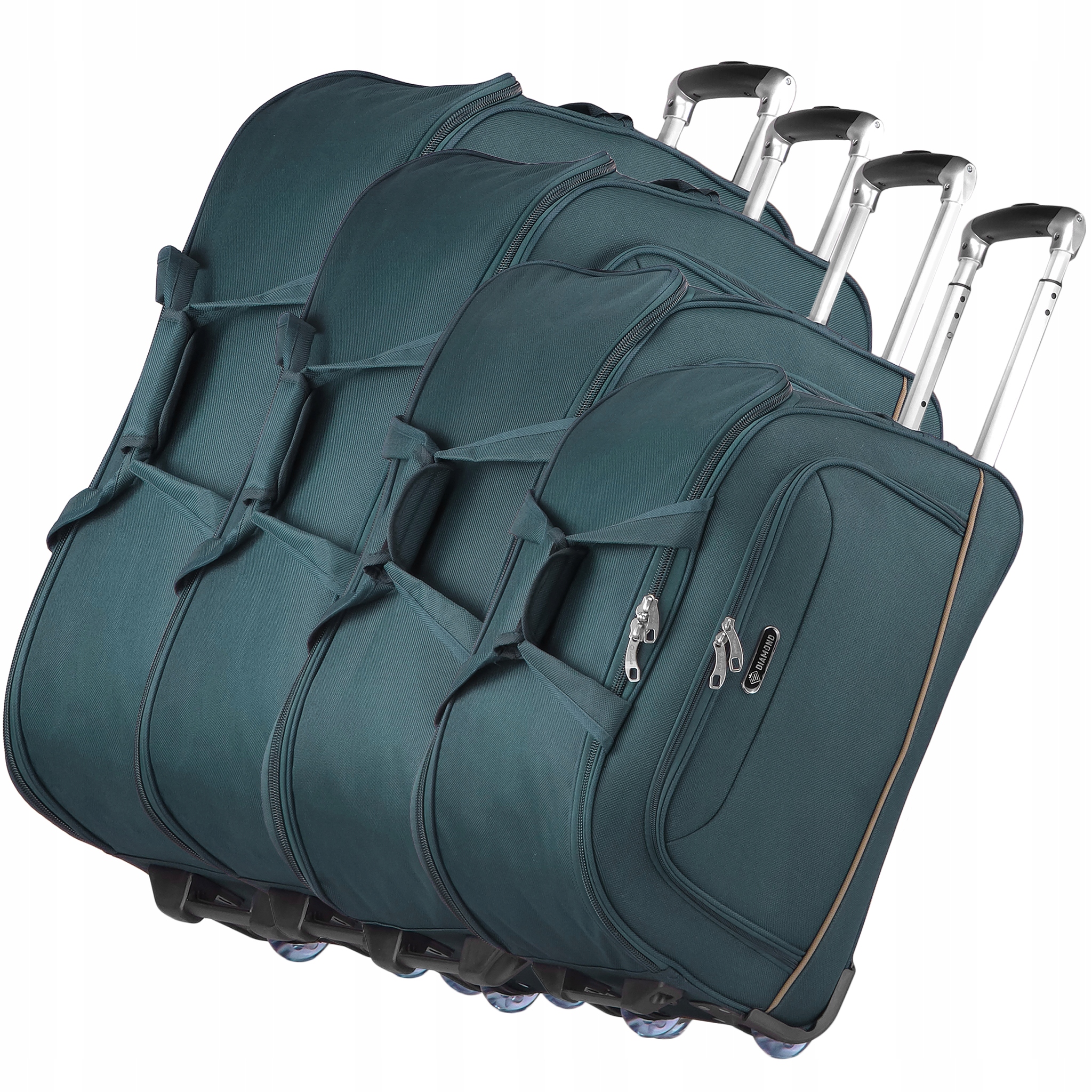 Sada Cestovních Tašek 4v1 Na Kolečkách Zavazadla Kufr Zelený Diamond