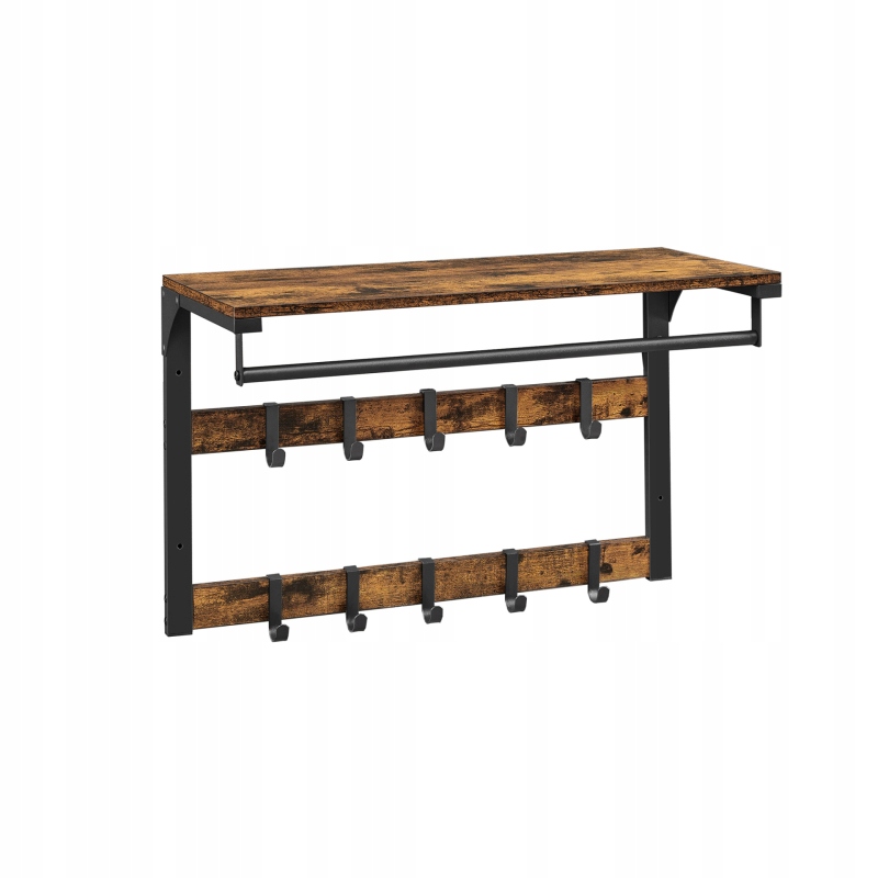 Nástěnná police 10 háčků a konzole 30x65x42cm