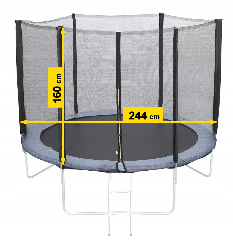 SIATKA DO TRAMPOLINY wewnętrzna 8FT 244 - 252cm na 6 SŁUPKÓW H 165 cm HIT! Wiek dziecka 3 lata +