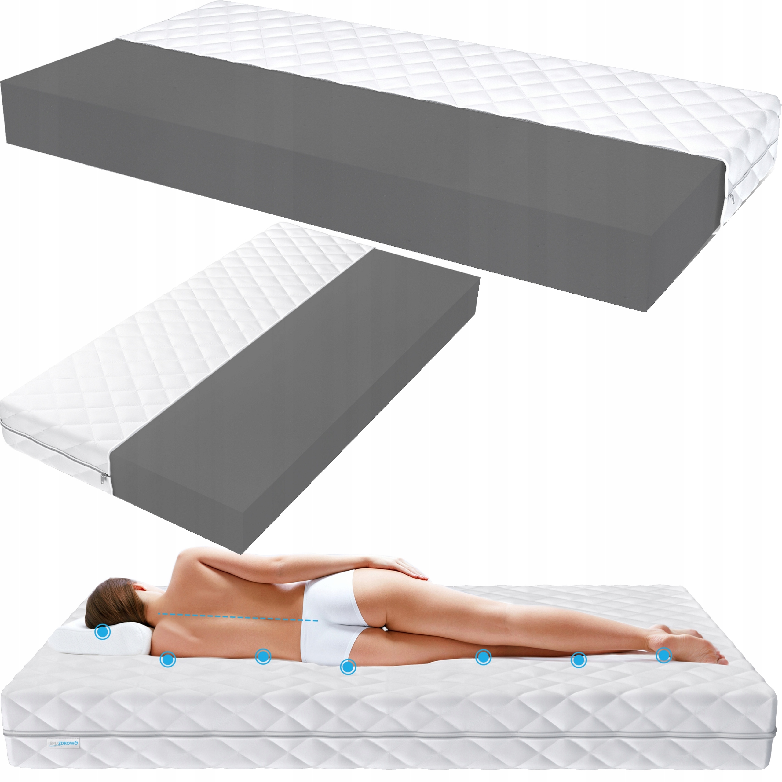 Premium Materac piankowy 140x200cm H3 T25 200g/m2 Lux średnio twardy