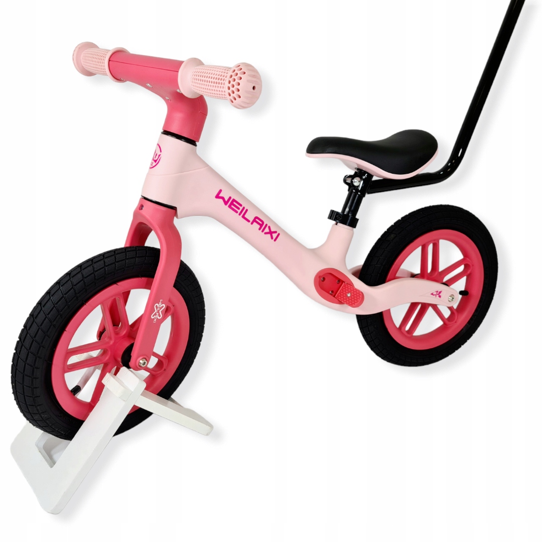Rowerek biegowy BMT002 pompowane koła Kij różowy