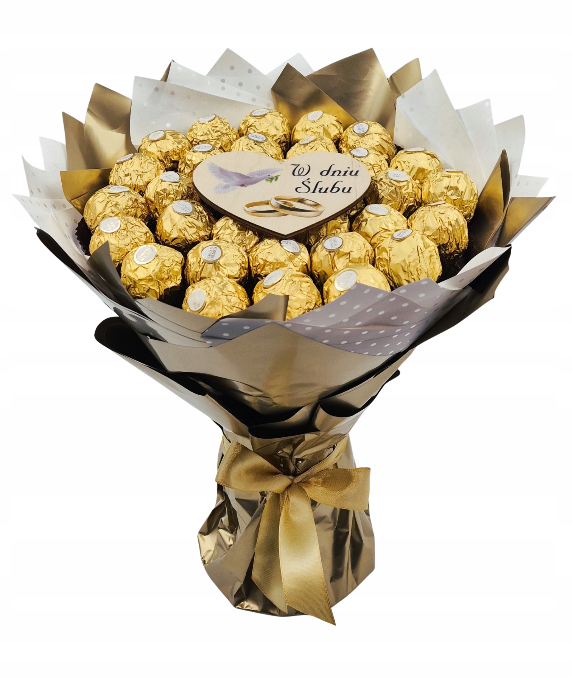 Słodki Bukiet Box Kosz Prezentowy na Ślub Wesele dla Młodej Pary