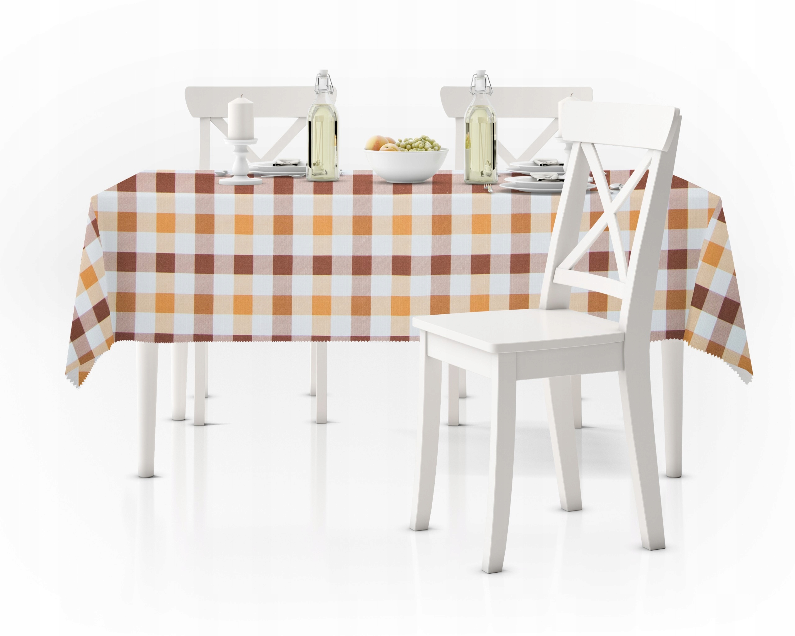 

Plamoodporny obrus 100x130 Kratka 3x3 brązowy Styl