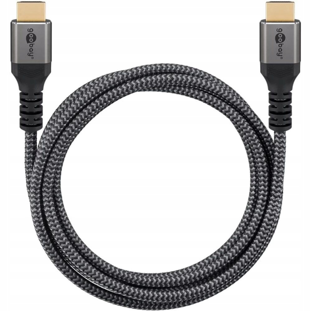 Kabel Hdmi Goobay 64993 4K 60Hz 1m, Czarno-Srebrny, Aluminiowy