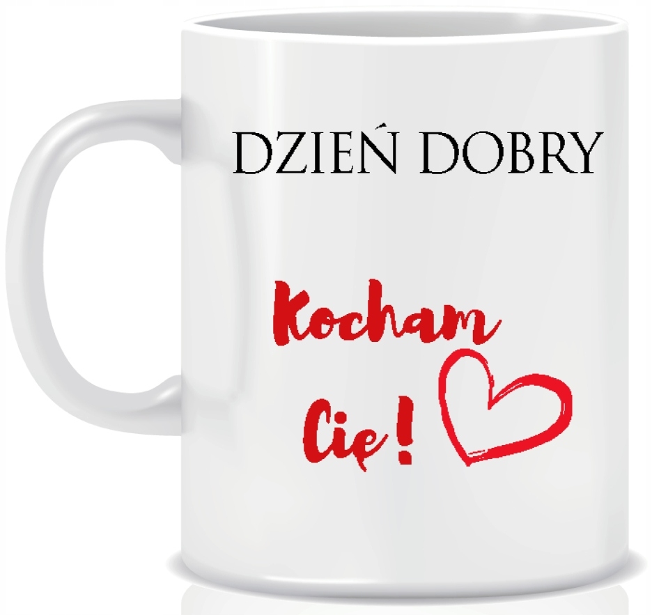 

Kubek Walentynki Dzień Dobry Kocham Cię + kartonik
