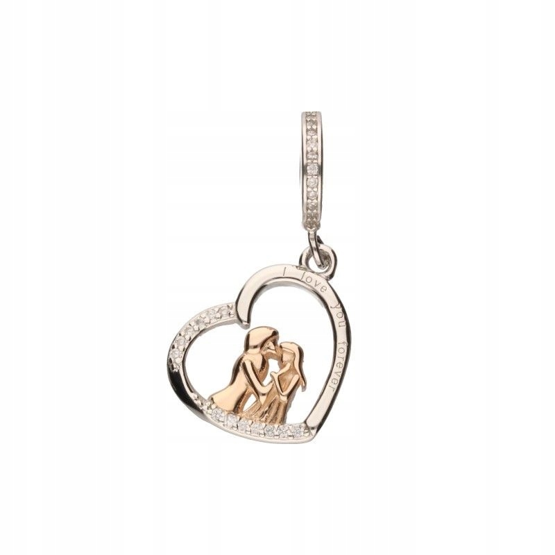 Přívěsek Bead stříbro 925 s růžovým zlacením a zirkony, zamilovaný pár