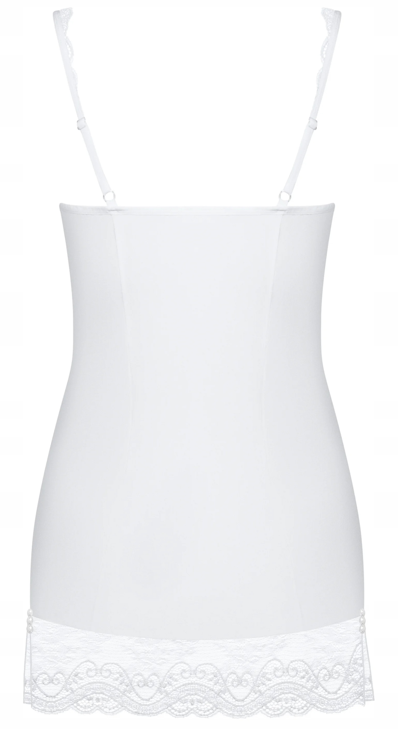 OBSESSIVE MIAMOR KOSZULKA I STRINGI BIAŁE L/XL Dekolt szpic