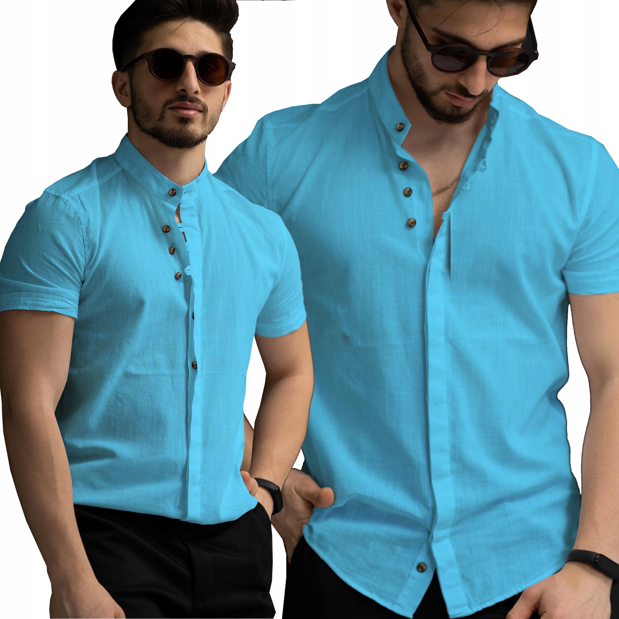 Pánská košile Stojka Casual Lněná Len Bavlněná Plus Size