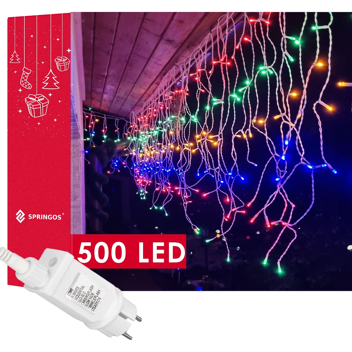 

Kurtyna Girlanda Sople Lampki 500 Led Multikolor