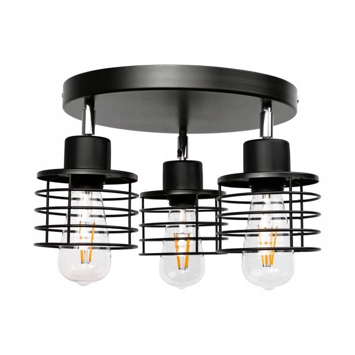 Černá kulatá stropní lampa E27 3x60W Isla Orno