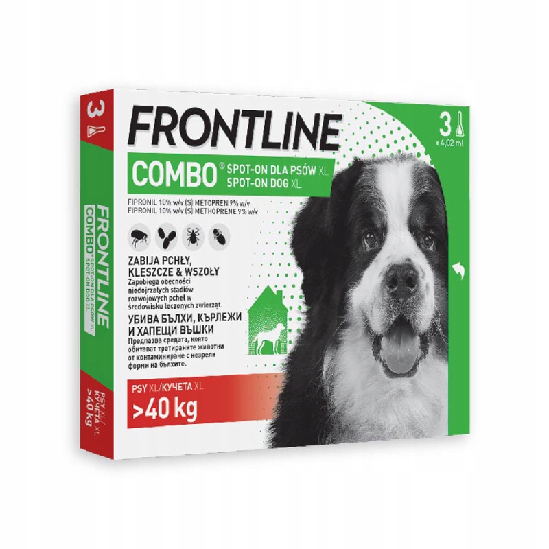 Frontline Combo Spot-on Roztwór na pchły kleszcze dla psa XL 3 x 4,02 ml