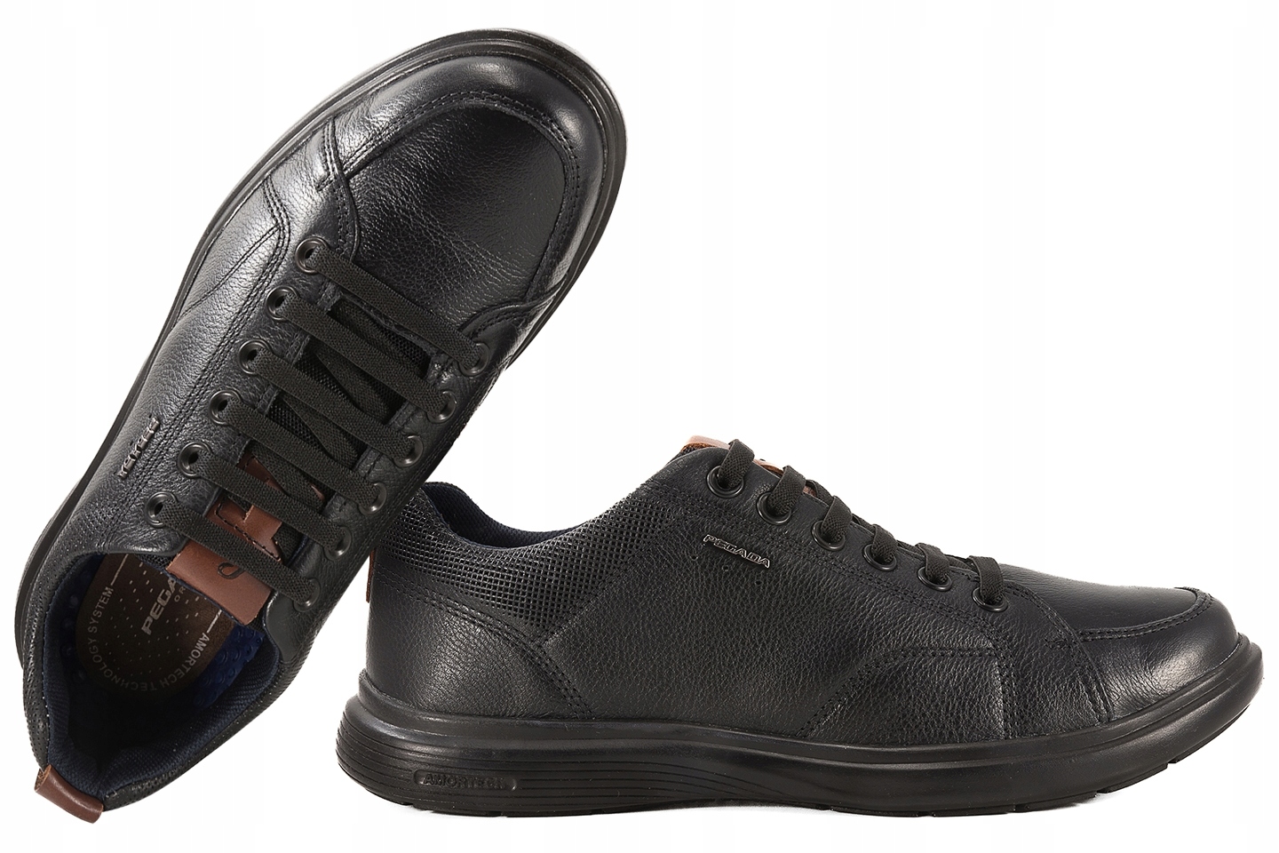 Pegada 112201-05 Polobotky Casual Kožené Tenisky Pánské Vložky Černá 44