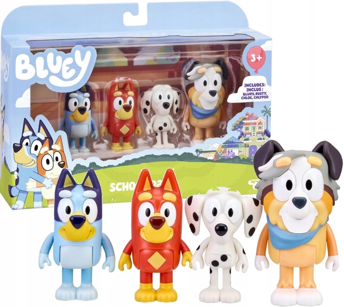 

Bluey Zestaw 4 Figurek Szkolna Paczka Blue Pieski