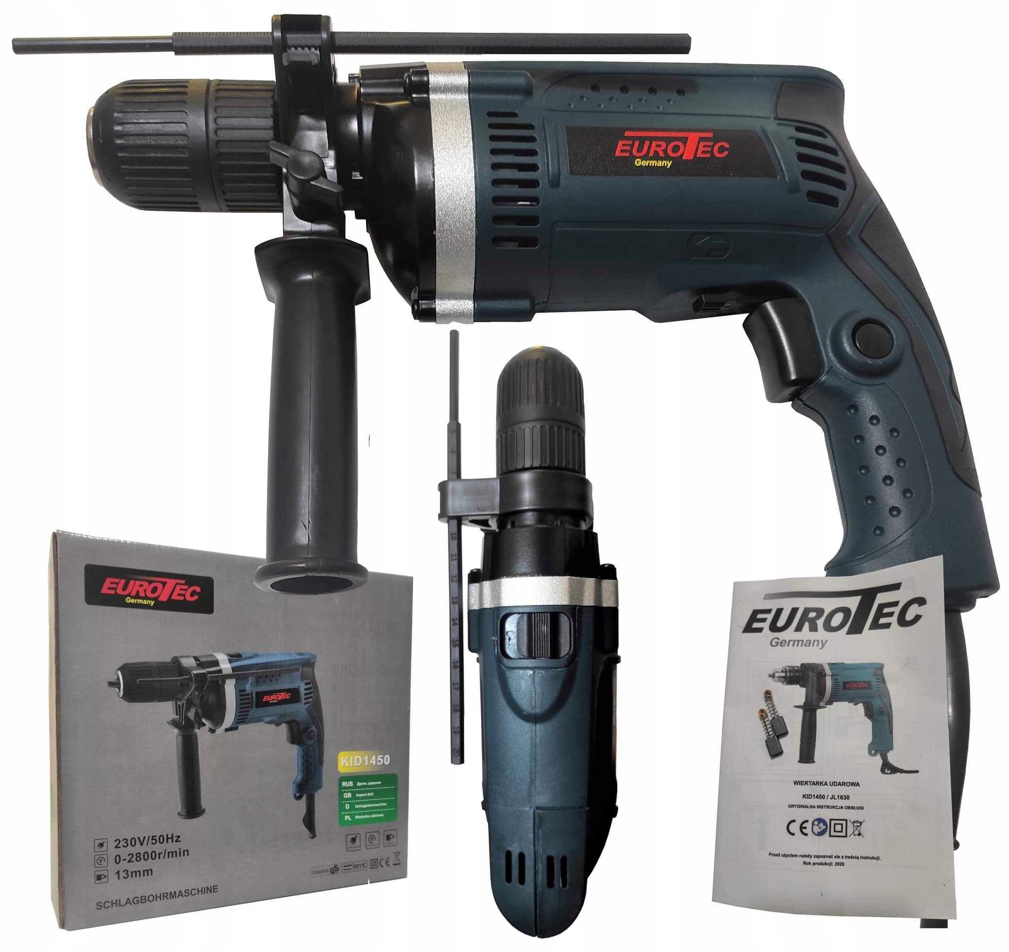 MOCNA WIERTARKA UDAROWA 1450W ELEKTRYCZNA 13mm ZESTAW HIT Stan opakowania oryginalne