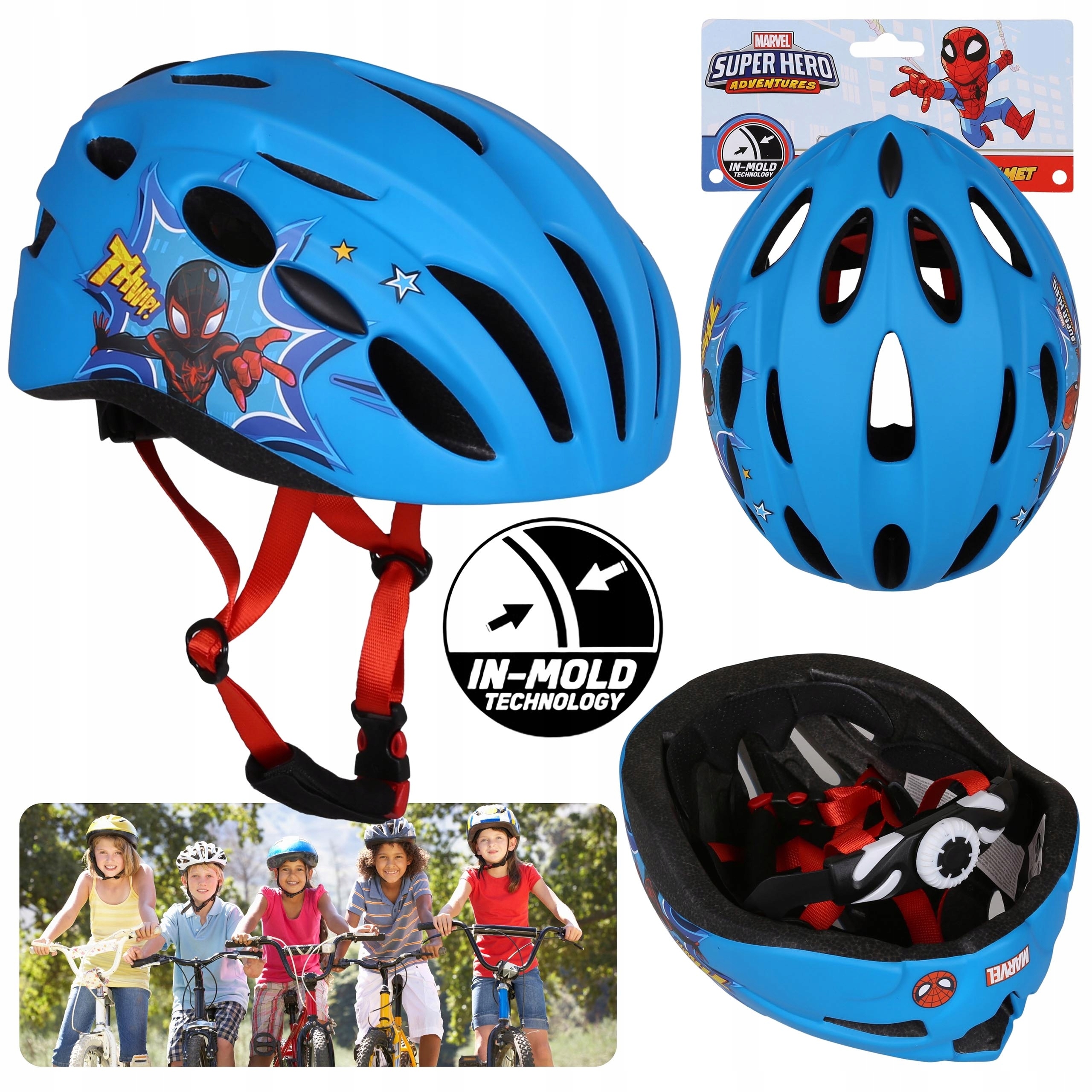Marvel Spider-Man Kask rowerowy In-mold dla dzieci, chłopięcy 52-56 cm