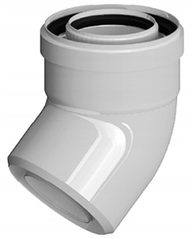 Koaxiální koleno 80/125 45° Pp-al Ricom