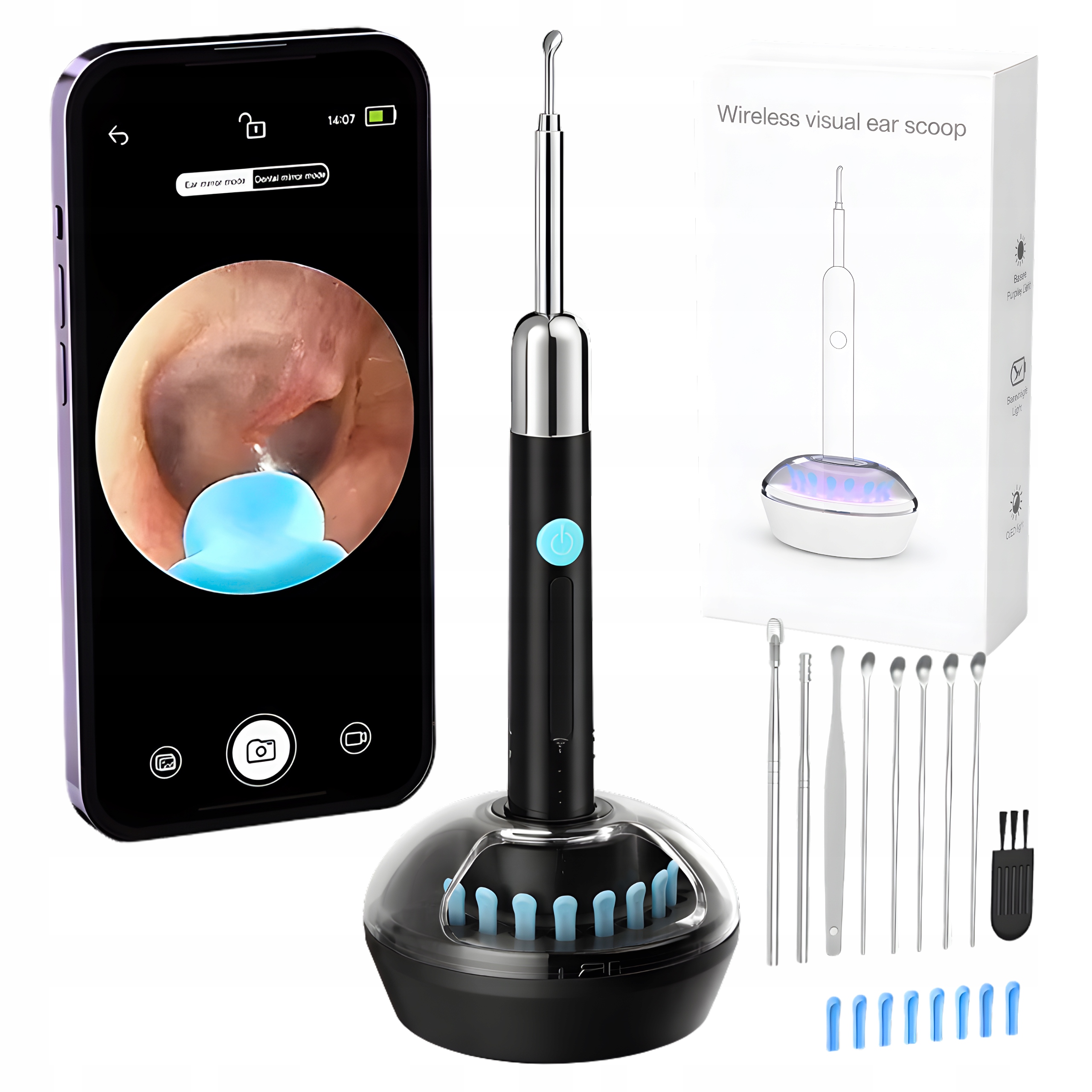 Endoskop Otoskop Kamera Hd Smart WiFi do Uszu Czyszczenie Woskowiny Korków