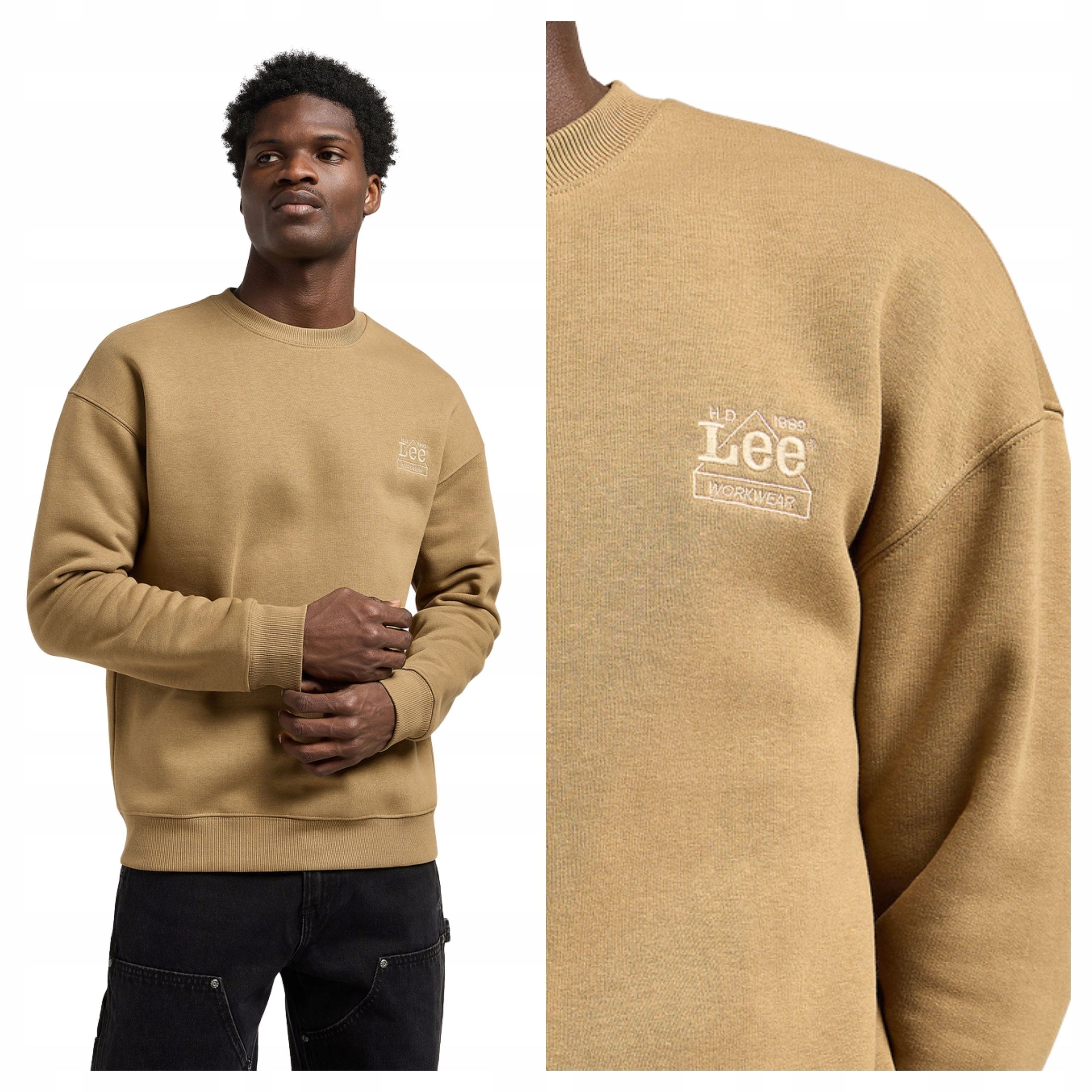 Pánská Mikina Lee Ww Essential Crew Khaki Bavlna Regular Fit M