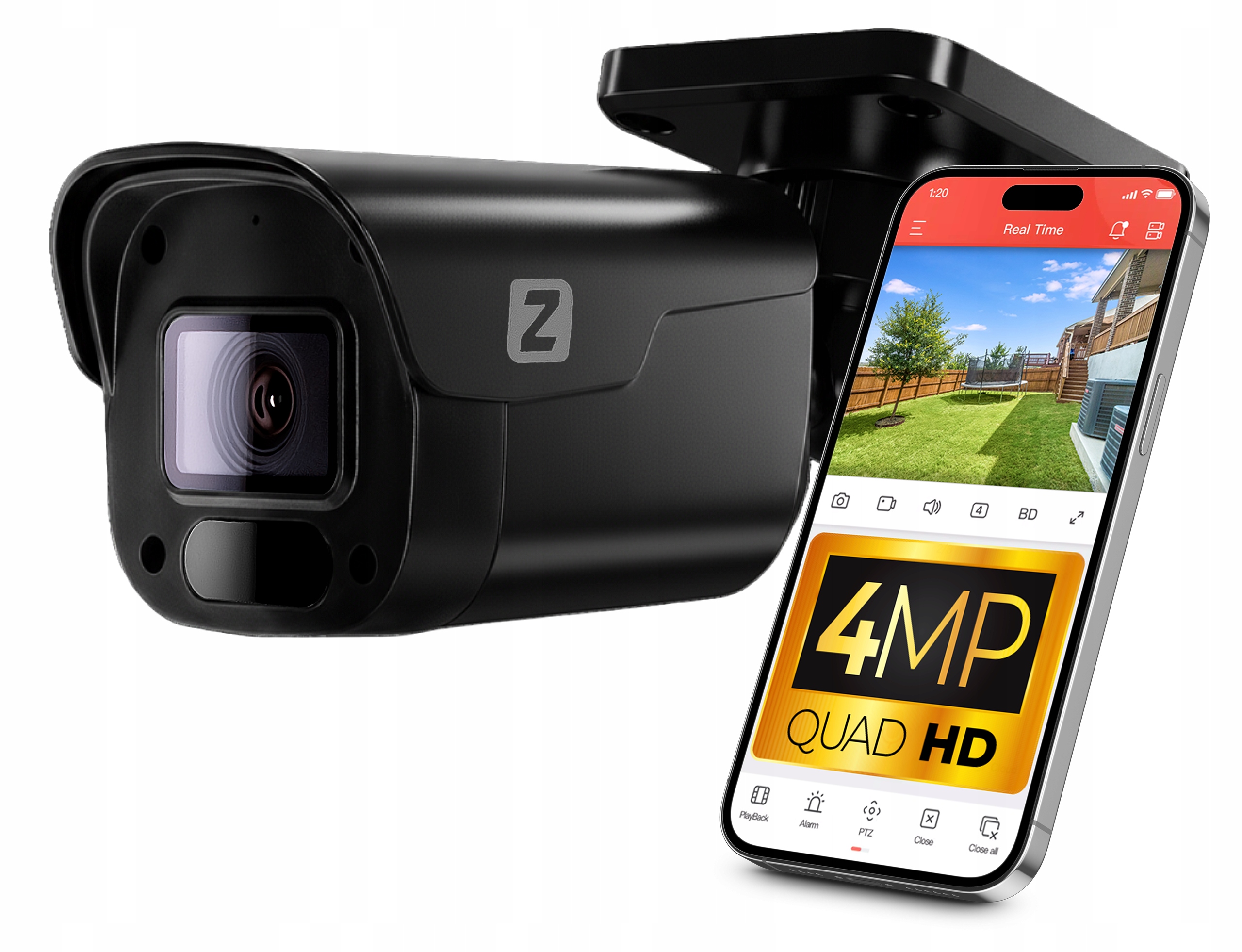 Külső IP PoE kamera 4MPx 30m IR 3.6mm + AUDIO IP66 FEKETE