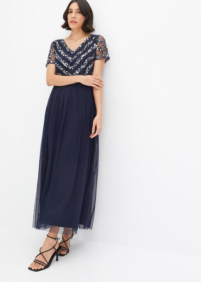 DŁUGA SUKIENKA Z CEKINAMI 44