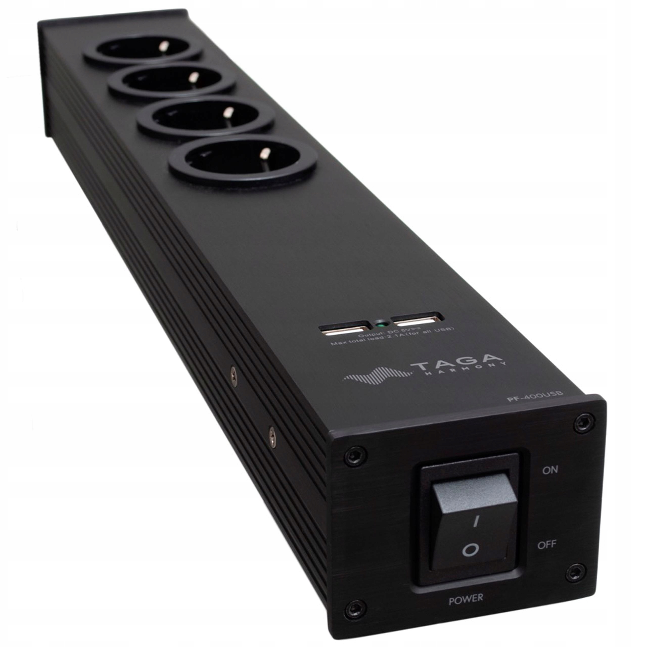 LISTWA ZASILAJĄCA 4 GNIAZDA + USB KONDYCJONER FILTR TAGA HARMONY PF-400USB Kod producenta PF-400USB-BL