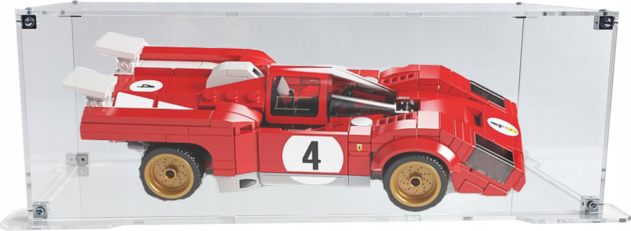 Vitrína s podstavcem Drewlandia pro sadu Lego 76906 1970 Ferrari 512 M