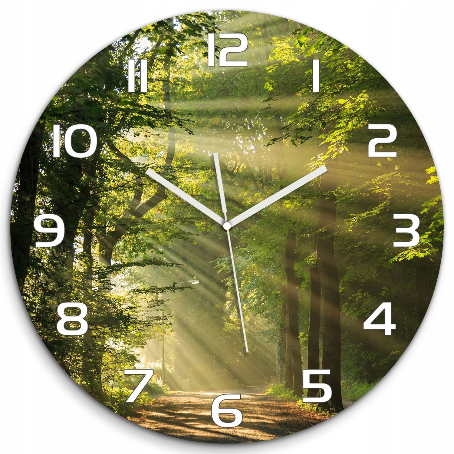

Duży zegar ze szkła hartowanego Las w słońcu fi 60