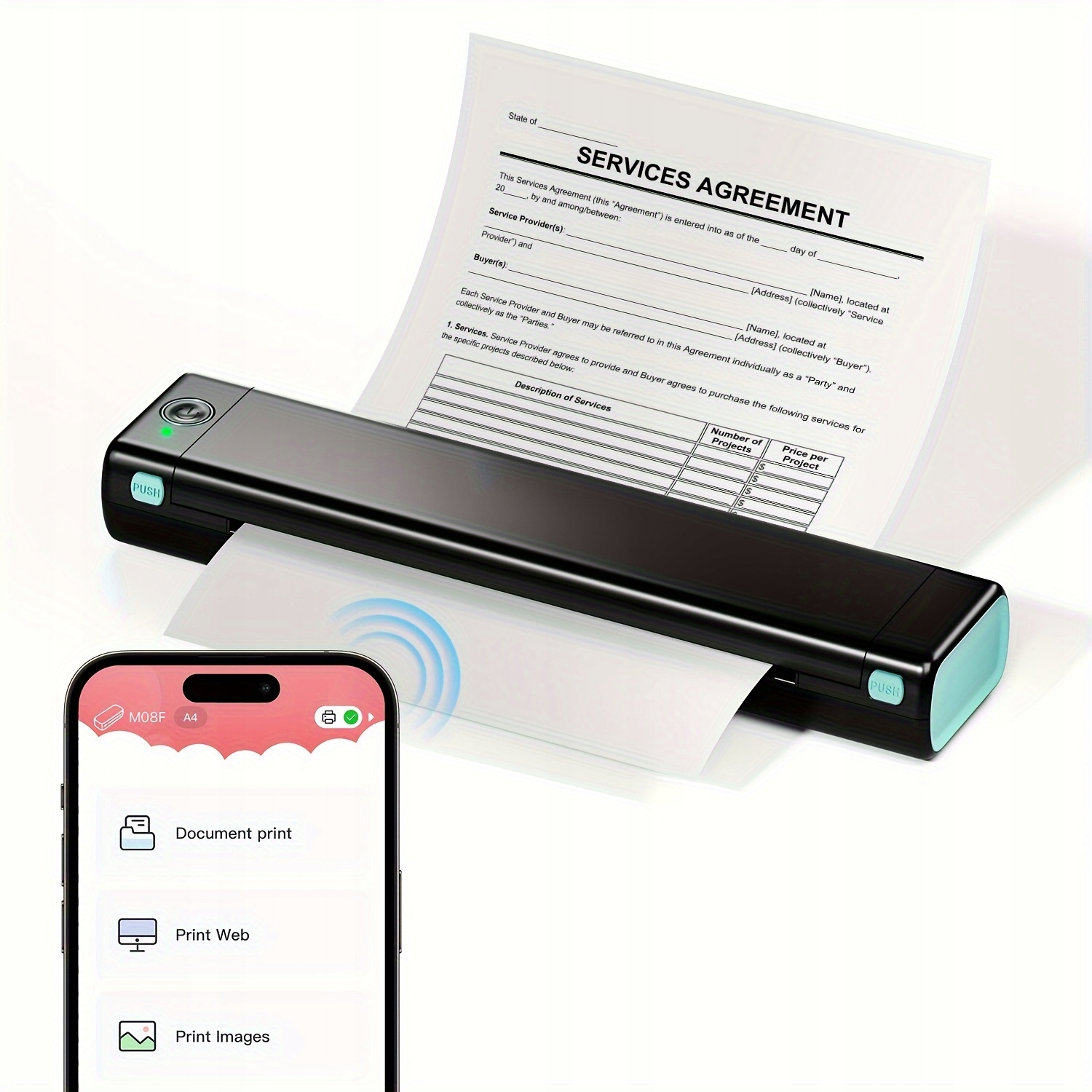 Itari M08F Portable Wireless Printer, 8.5'' X 11'' US Letter Mobile