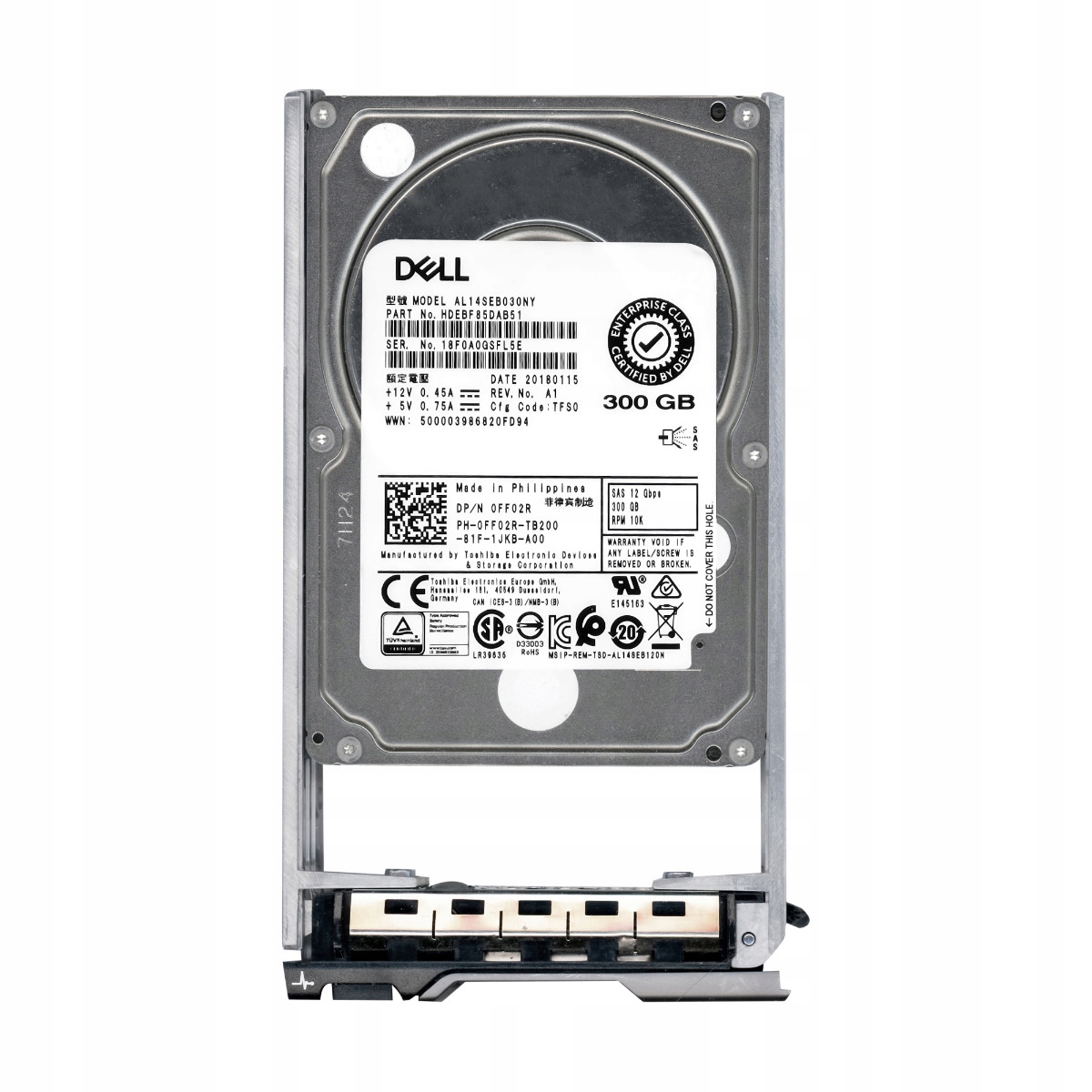 Dell 0FF02R 300GB 10K 128MB SAS-3 2.5'' AL14SEB030NY