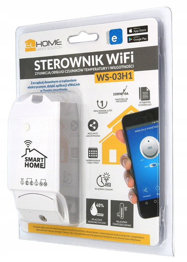

Sterownik Temperatury Wilgotności WiFi eWelink 10A