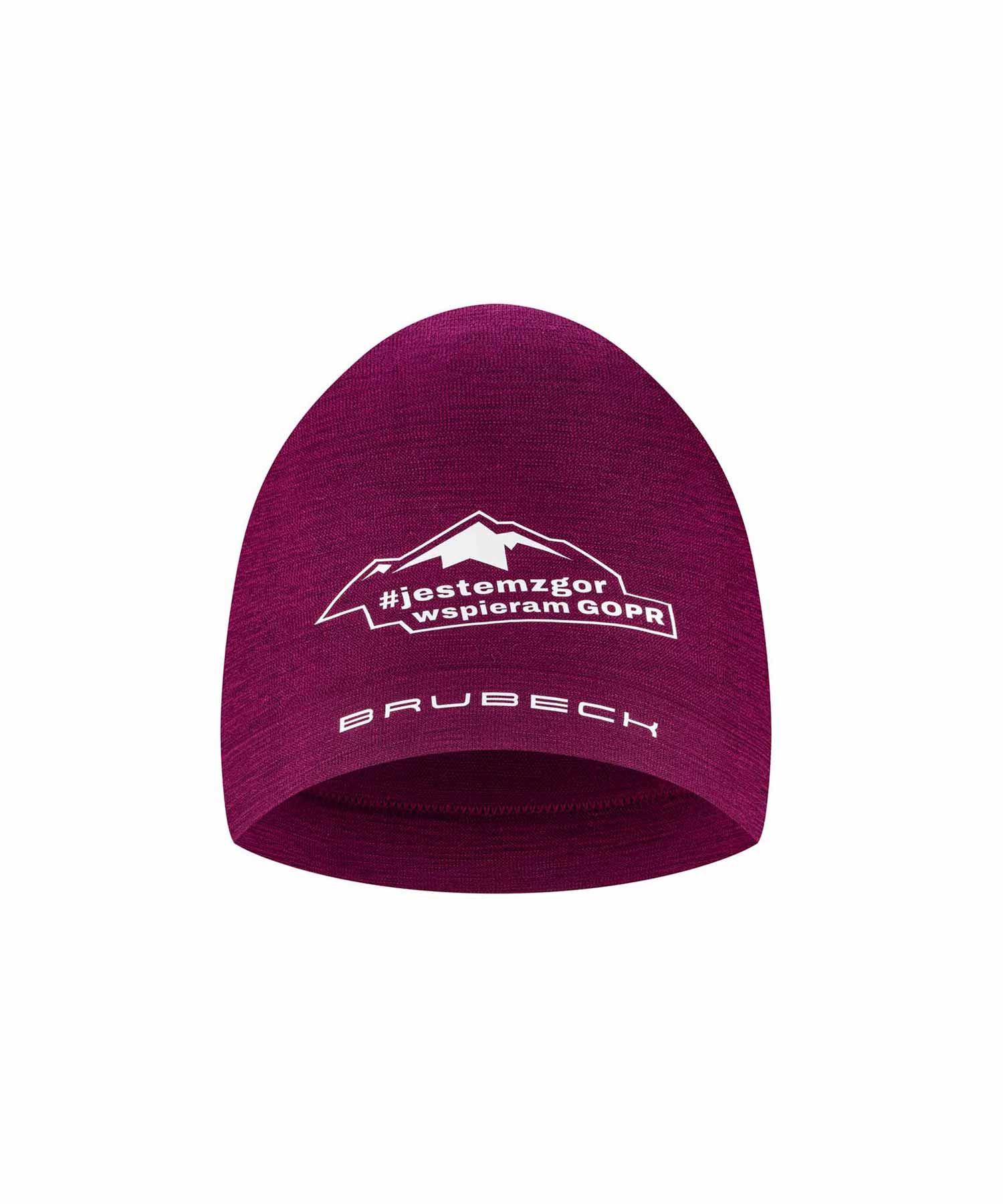 Czapka wełniana merino Brubeck #jestemzgor #wspieramgopr śliwkowy L/XL