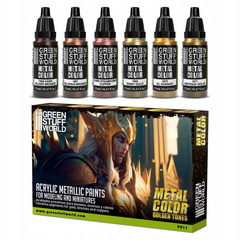 Green Stuff Metallic Paint Set Zlaté barvy 6x 17ml