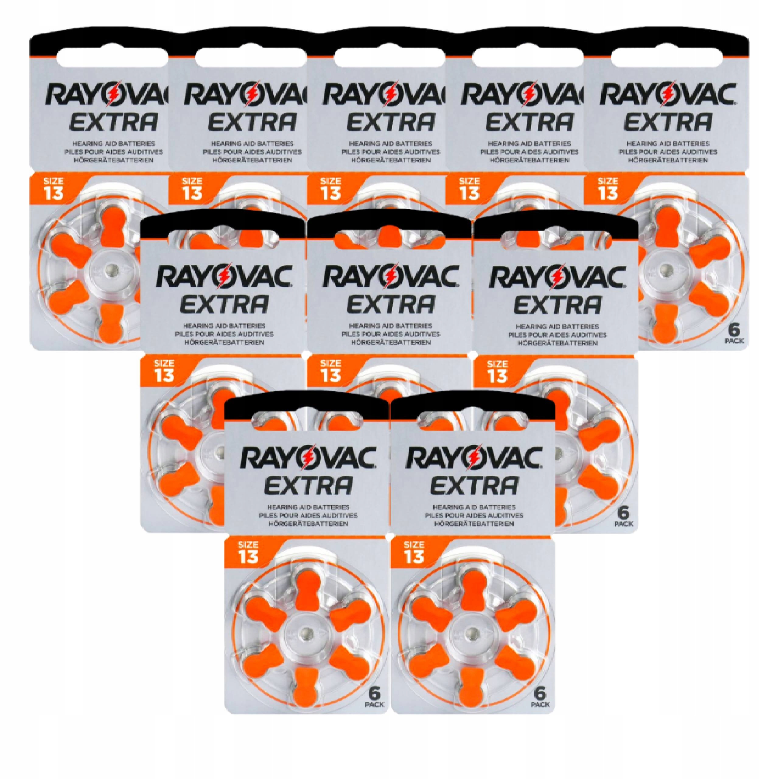 

60x Baterie Rayovac do aparatów słuchowych 13 Pr