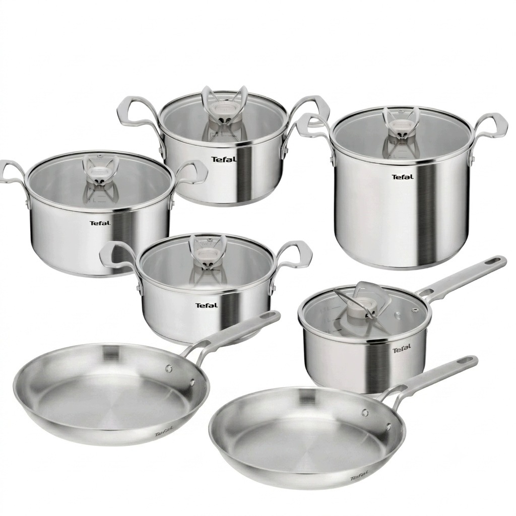 Zestaw garnków stalowych z pokrywką i patelnie Tefal Extreme 12el indukcja