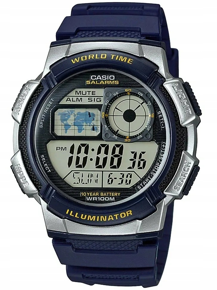 Pánské Hodinky Casio AE-1000W 2AV Tmavě Modré Stopky 100M Dárek Pro Kluka