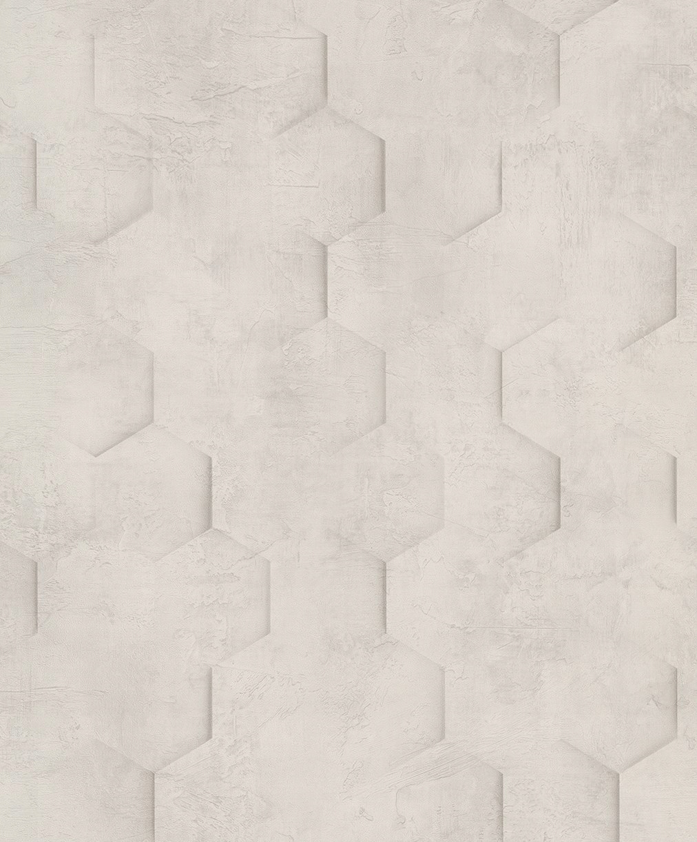 Betonová Tapeta Vzor 3D Hexagony Vinylová Béžová Tapeta